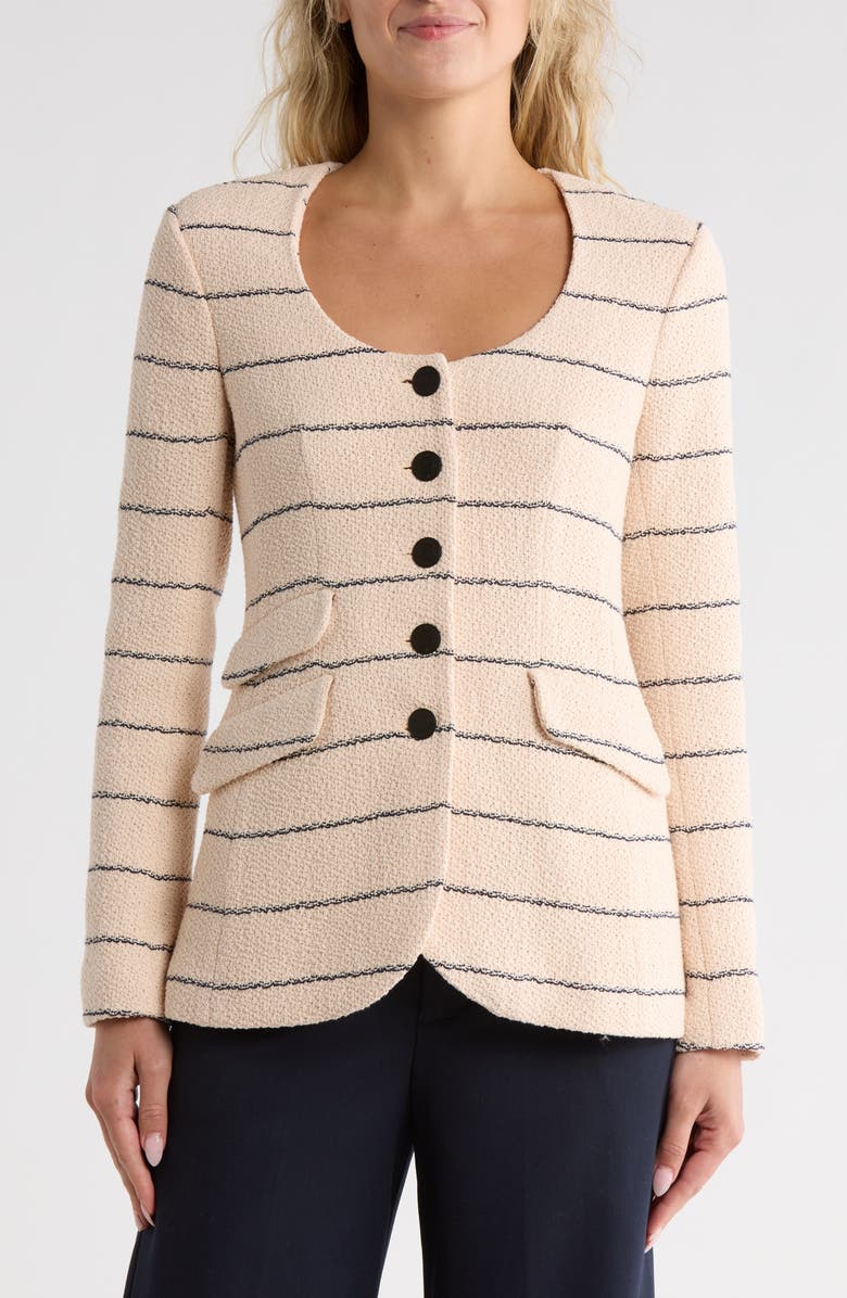 rag & bone Rosie Tweed Stripe Blazer, Main, color, Cream