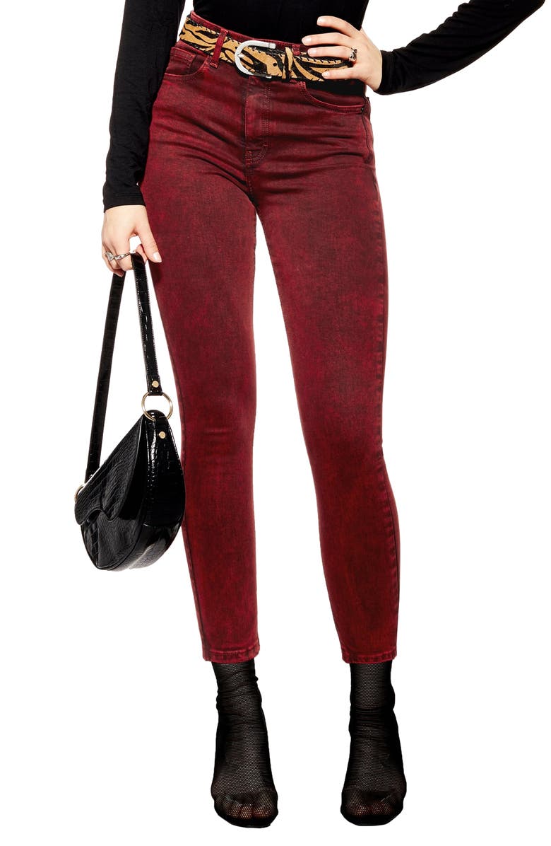Topshop Jamie Acid Jeans, Main, color, Red