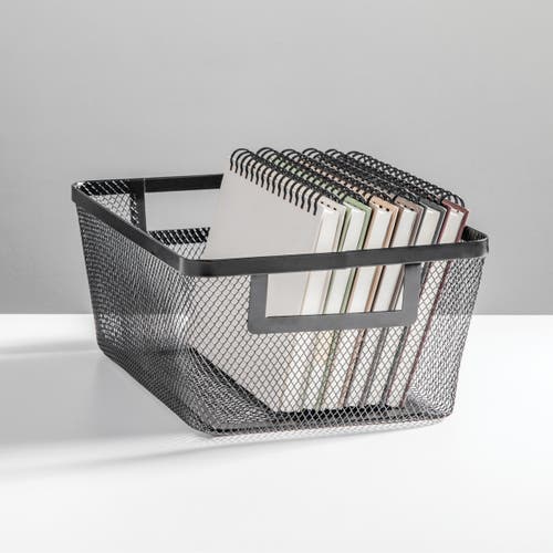 Mdesign Metal Mesh Pantry Basket With Handles In Black