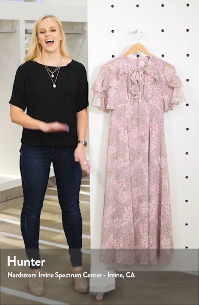 Shelby Tie Neck Ruffle Maxi Dress, sales video thumbnail