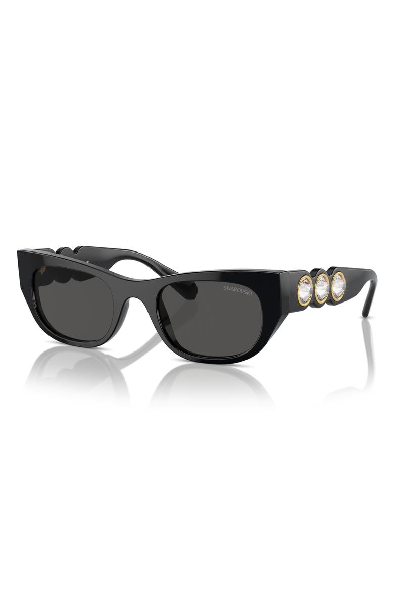 Swarovski 53mm Pillow Sunglasses, Alternate, color, Black
