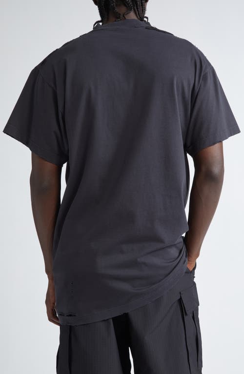Balenciaga Eye Chart Distressed Oversize Cotton Logo Graphic T-shirt