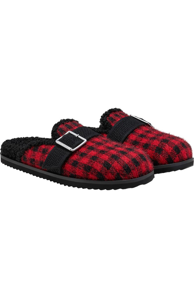 VIVAIA Round-Toe Wool Slippers, Main, color, Ruby Red Plaid