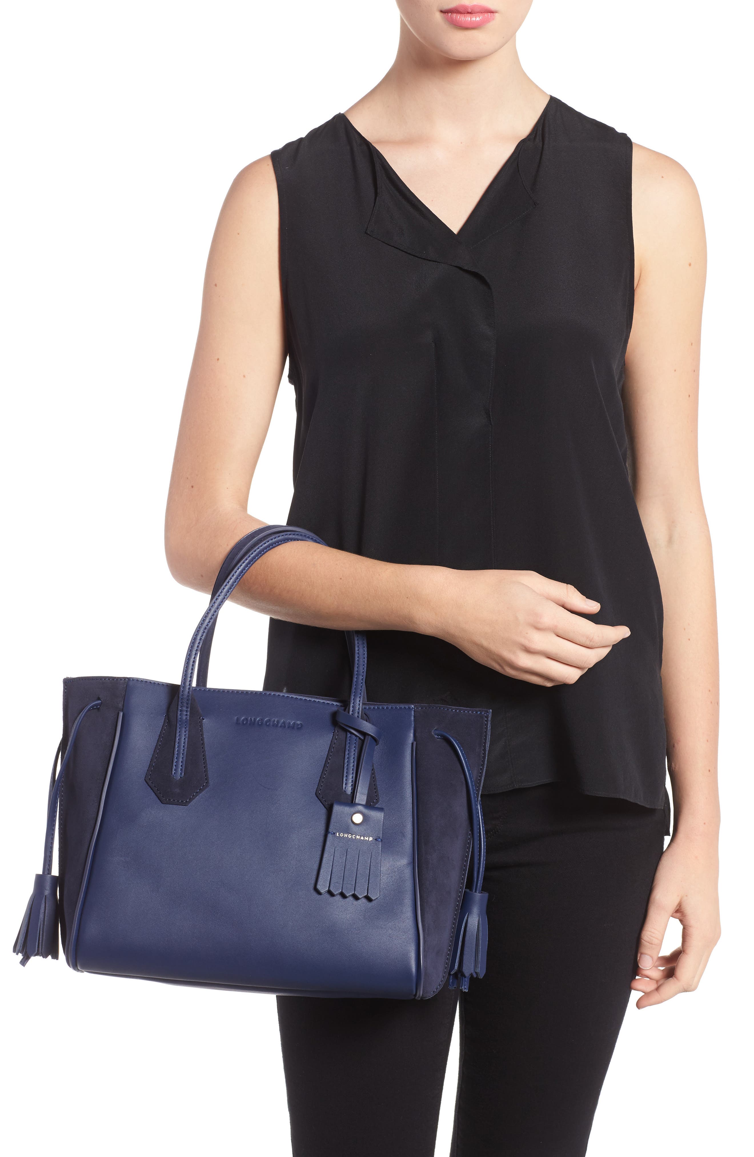 Longchamp 'Small Penelope Fantasie' Leather Tote, Alternate, color, Blue
