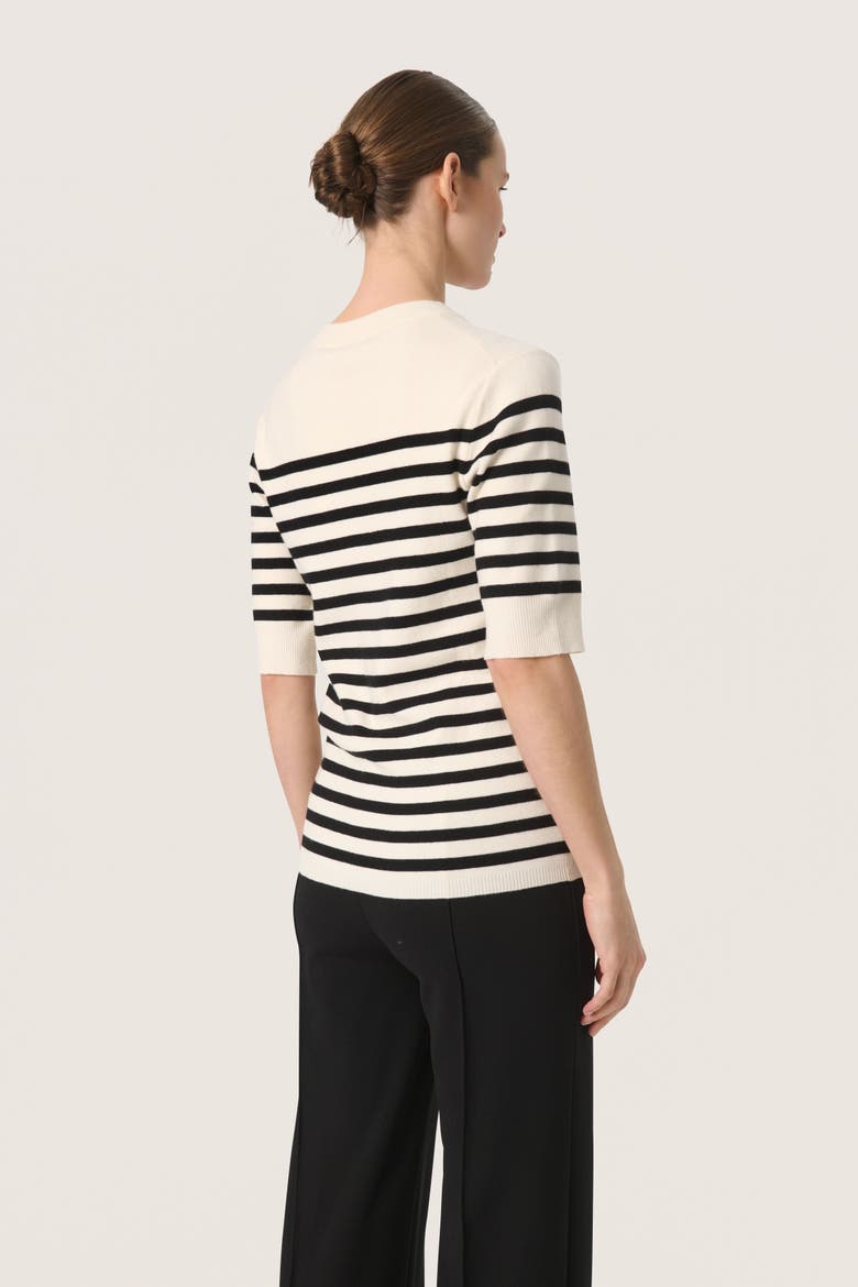 SLSpina Slim Fit Crew Neck Pullover, Alternate, color, White with Black stripe