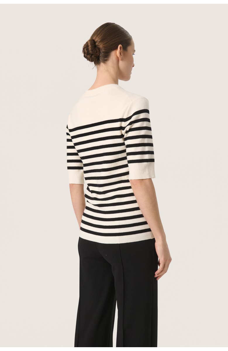 Soaked in Luxury SLSpina Slim Fit Crew Neck Pullover, Alternate, color, White With Black Stripe