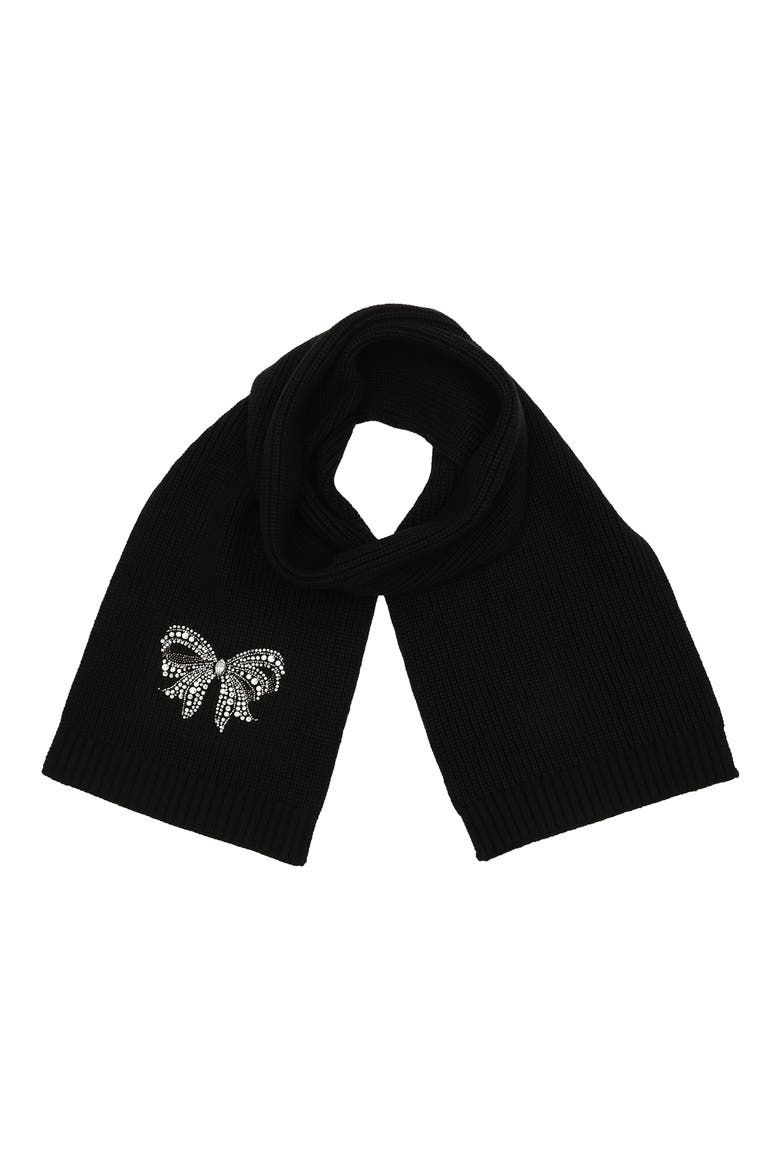 Crystal Bow Scarf, Main, color, BLACK