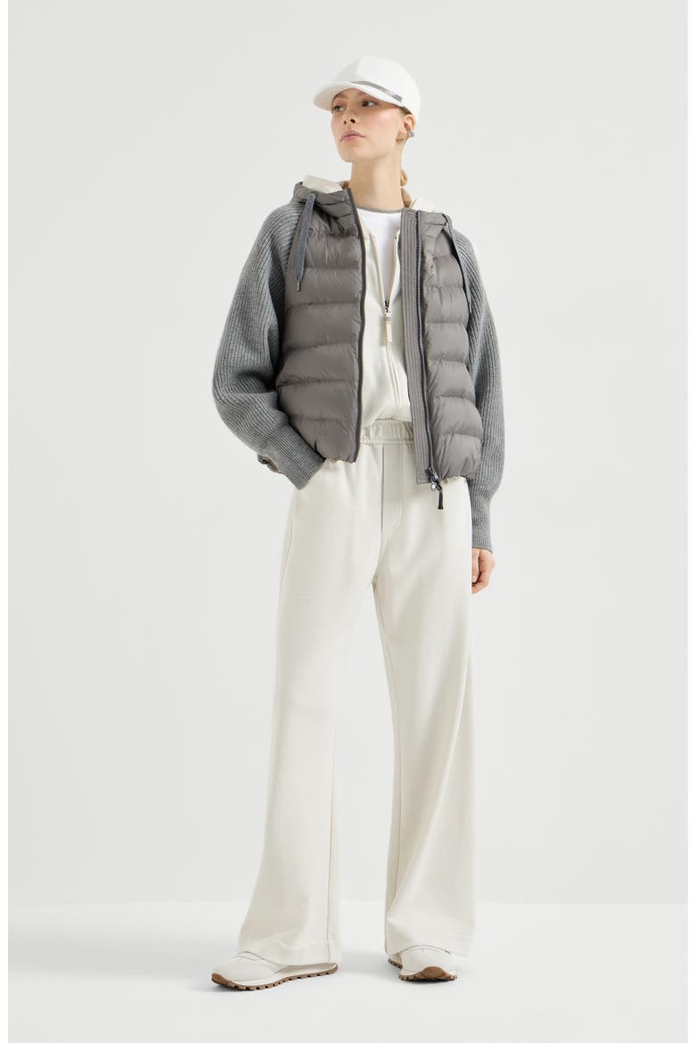 Nylon hooded down jacket, Alternate, color, Grey