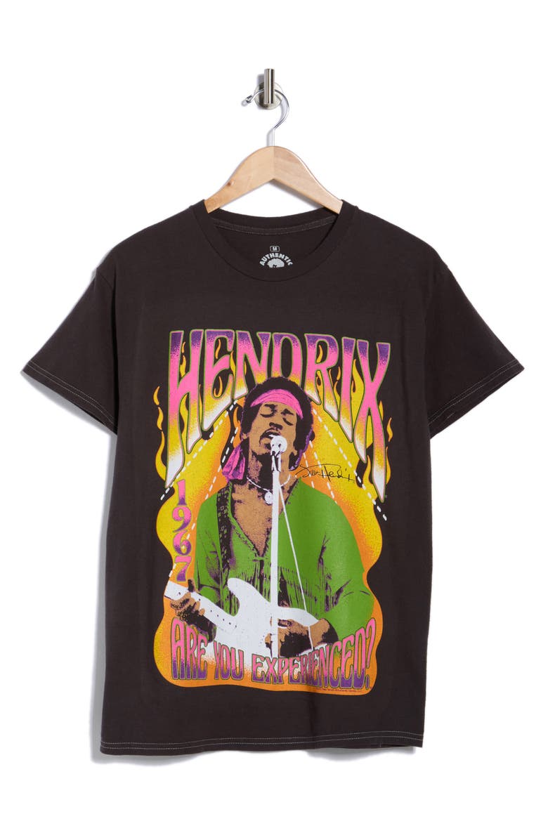 Ripple Junction Jimi Hendrix Graphic T-Shirt, Alternate, color, Pigment Dye Black
