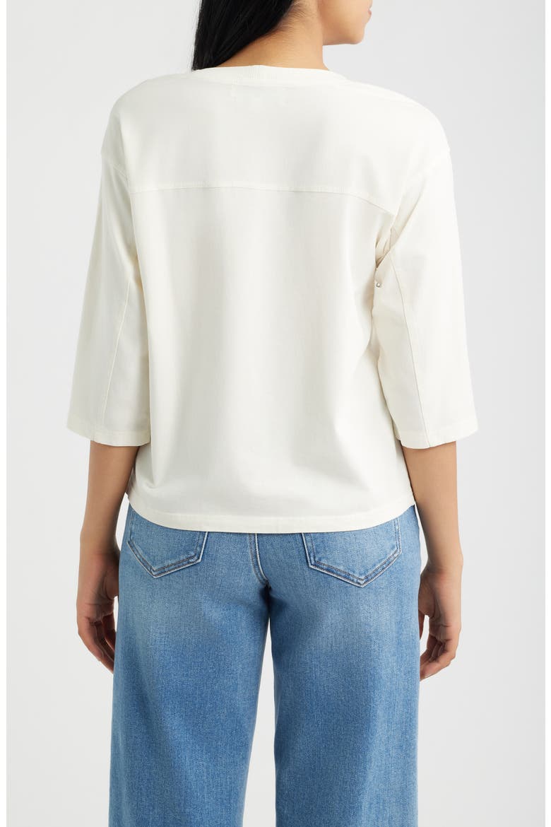 Three-Quarter-Sleeve Graphic Print Top, Alternate, color, GARDENIA