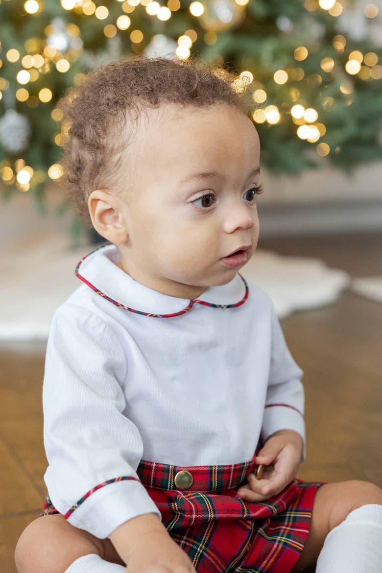 Pique & Plaid Long Sleeve Shortall, Alternate, color, Red Multi Plaid