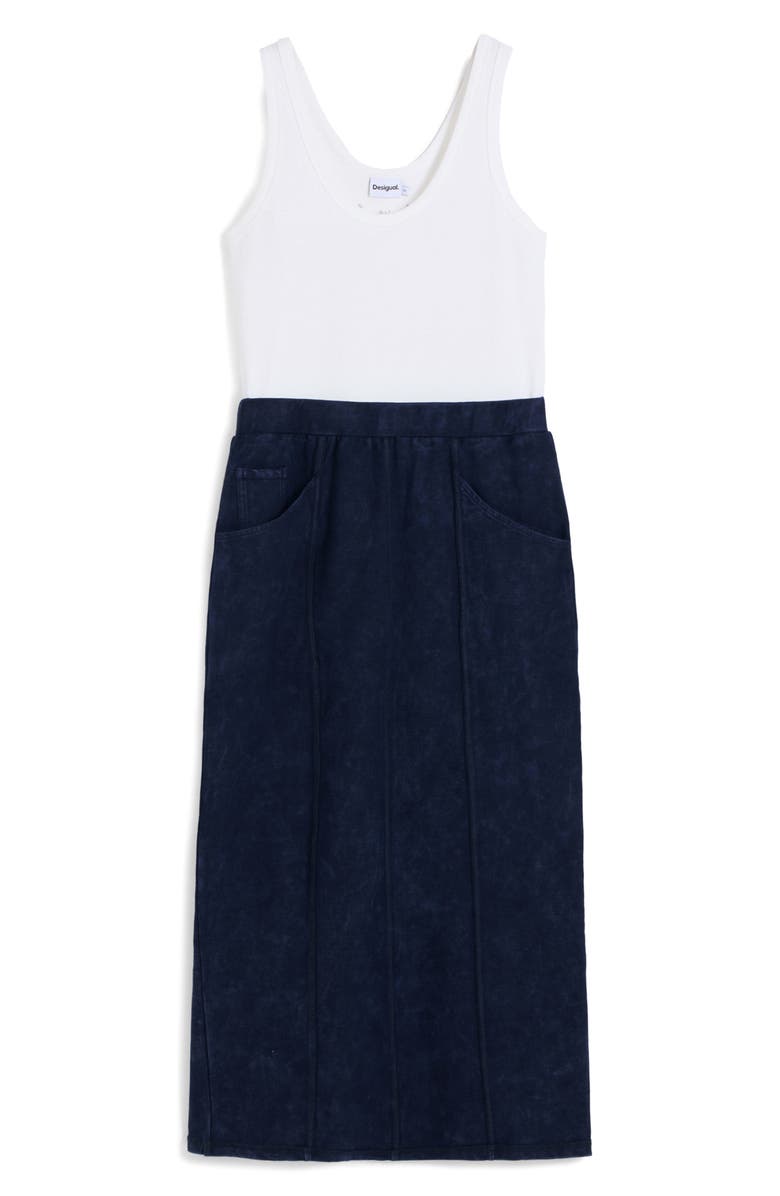Desigual Midi Tank Dress with Denim Skirt, Alternate, color, Black