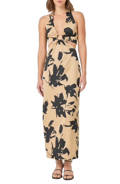 Floral Cutout O-Ring Maxi Dress