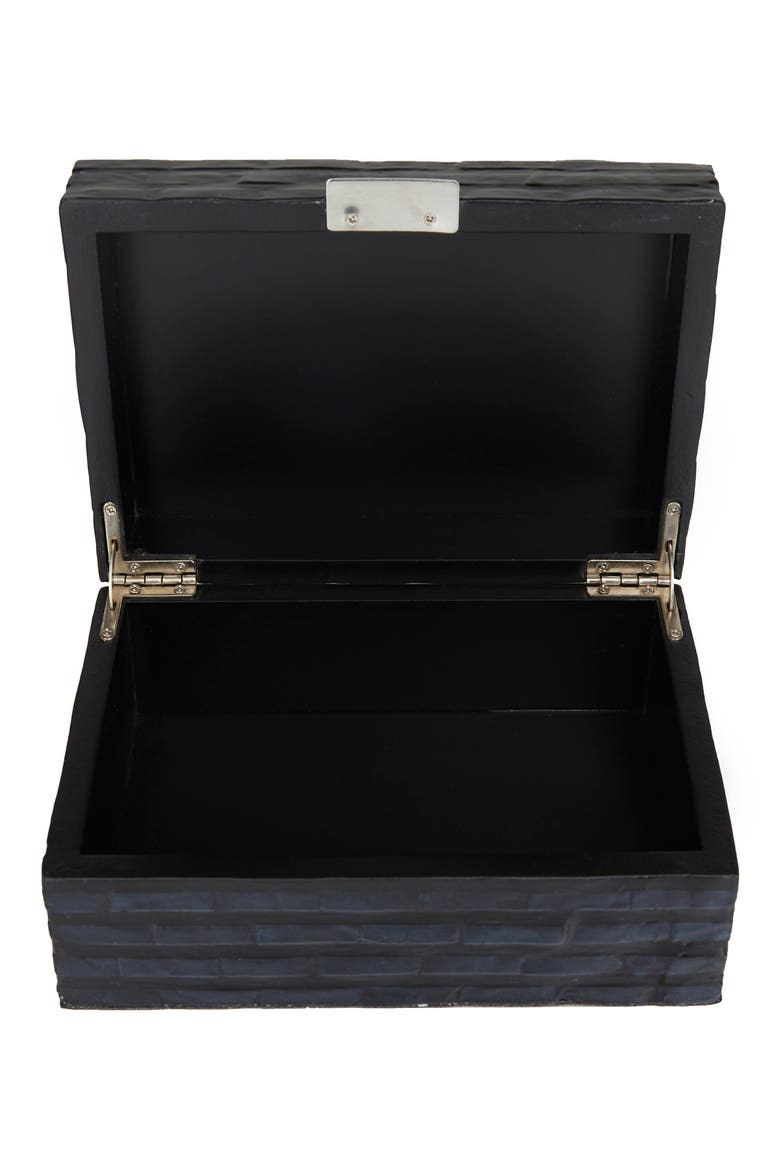 Black Mother of Pearl Handmade Box with Hinged Lid - Set of 2, Alternate, color, BLACK