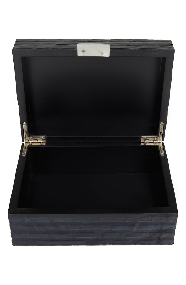 WILLOW ROW Black Mother of Pearl Handmade Box with Hinged Lid - Set of 2, Alternate, color, Black