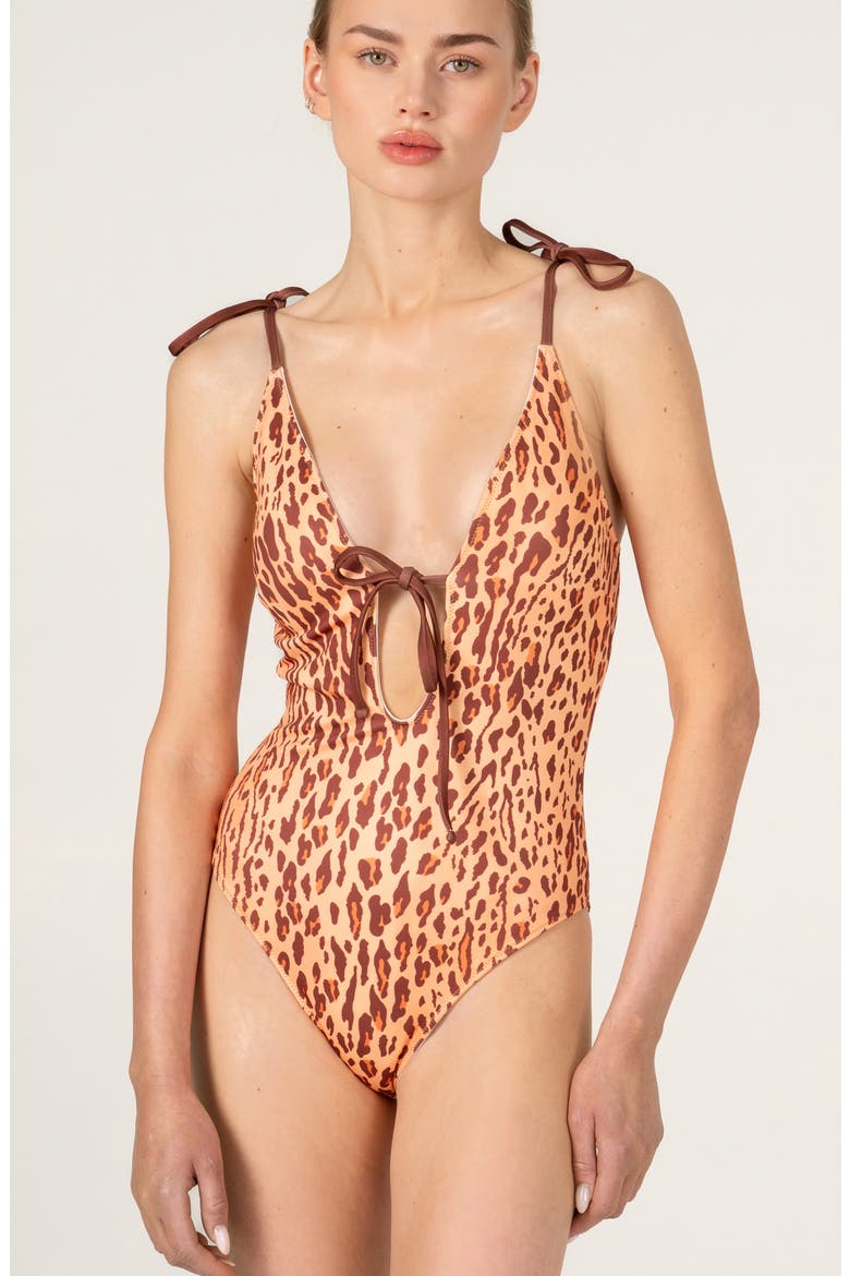 Ivory Safari Reversible One Piece Swimsuit, Alternate, color, white