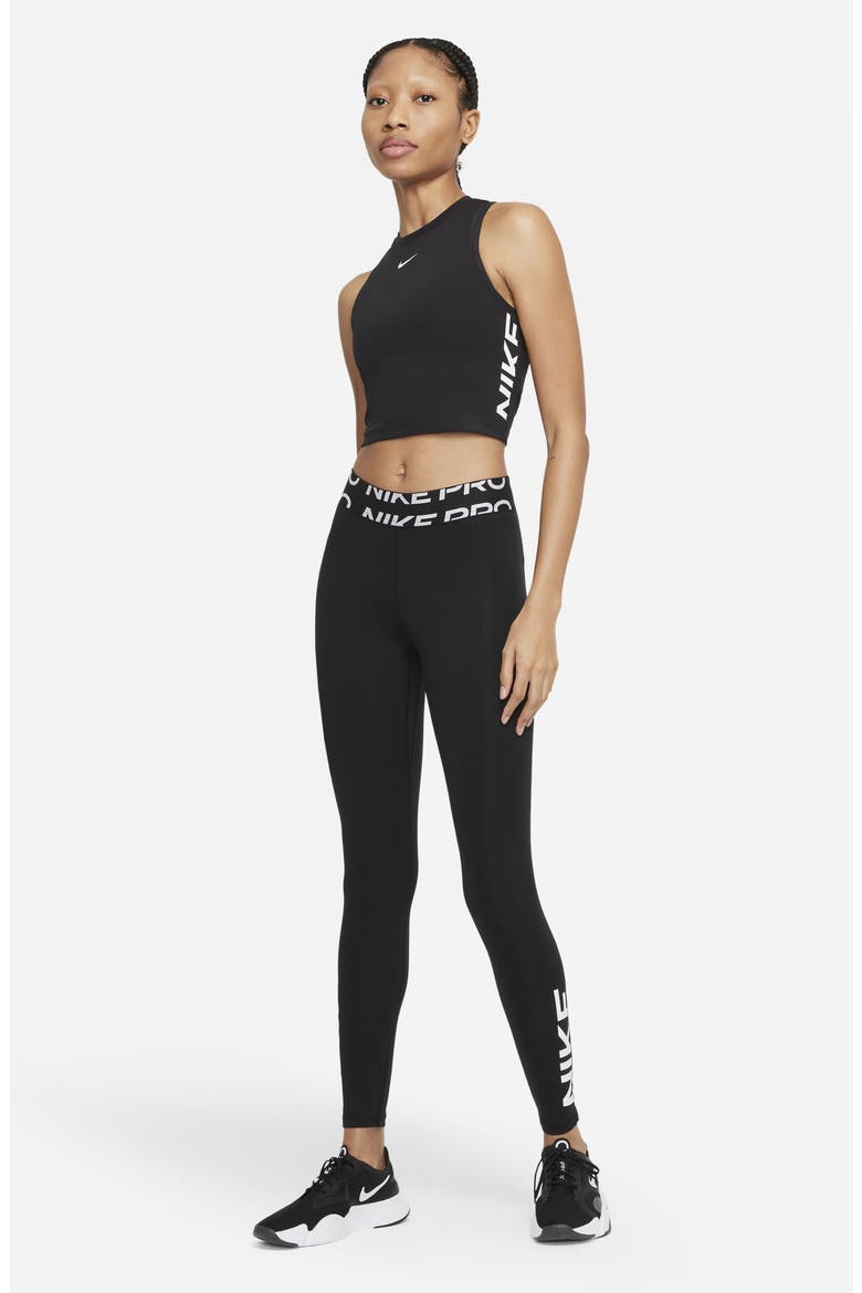 Pro Dri-FIT Graphic Leggings, Alternate, color, BLACK/ WHITE