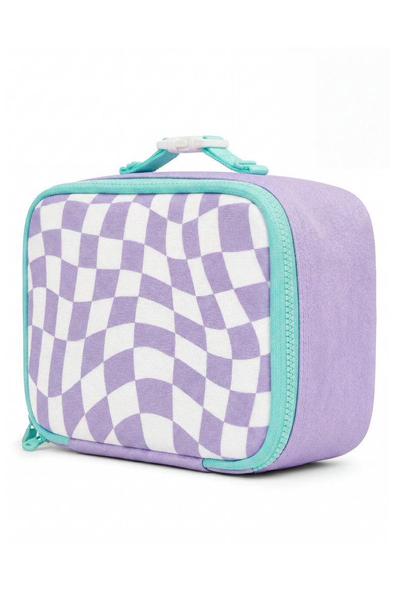 Kids' Checker Canvas Lunchbox, Alternate, color, Purple Checker
