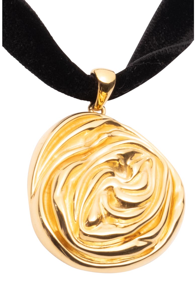 Rosette Pendant Necklace, Alternate, color, GOLD