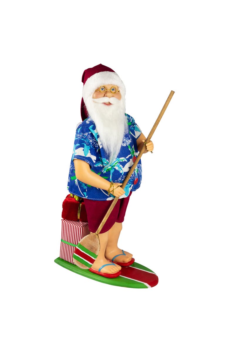 Northlight Santa on a Paddle Board Christmas Figure - 18", Main, color, Blue