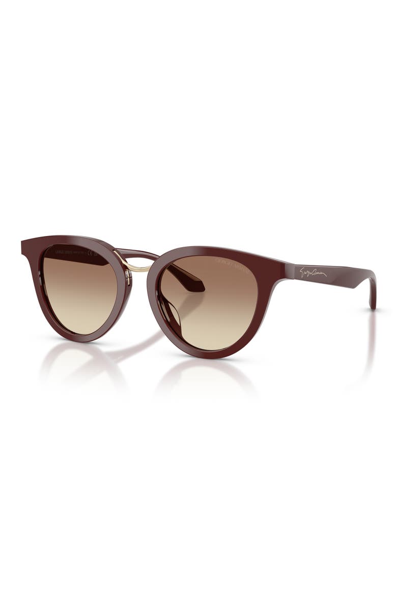 49mm Round Sunglasses, Alternate, color, BURGUNDY / BROWN GRADIENT
