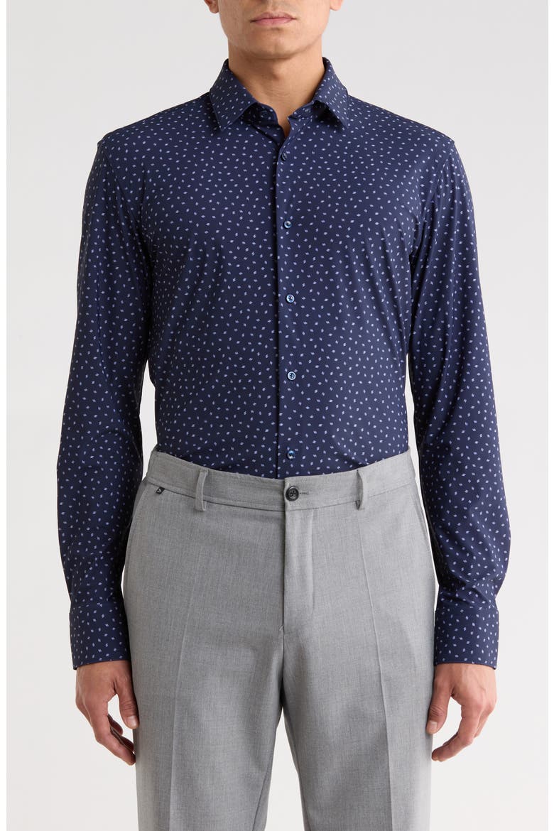 Hank Kent Stretch Cotton Dress Shirt, Main, color, NVY
