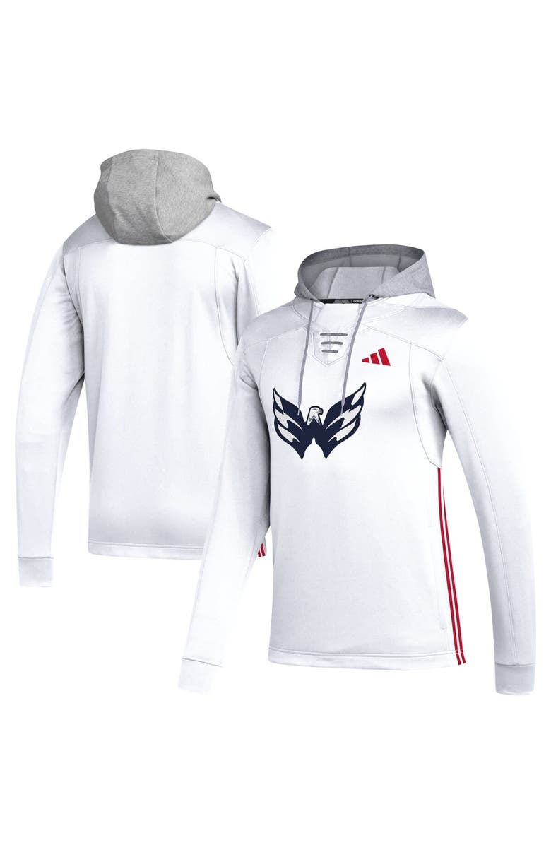 adidas Men's adidas White Washington Capitals Refresh Skate Lace AEROREADY Pullover Hoodie, Main, color, 