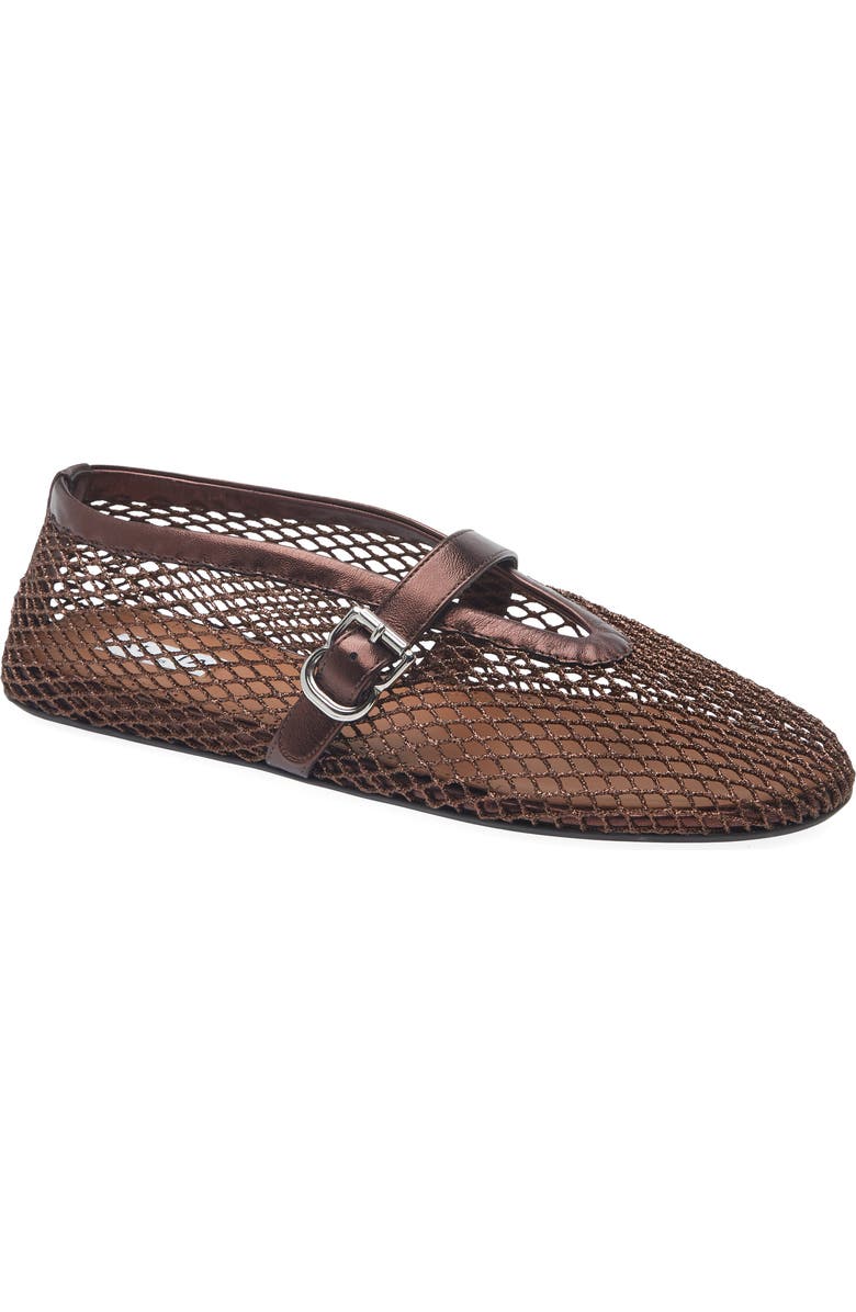 Alaïa Fishnet Ballerina Flat, Main, color, Bronze