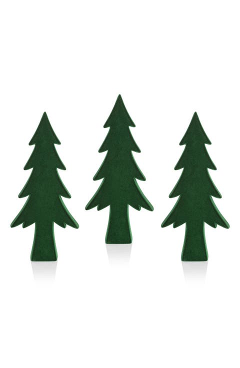 Kazuko 3-Piece Set Flocked Tree Figurines