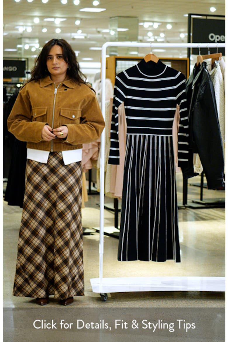 Amber Stripe Pleated Long Sleeve Midi Dress video