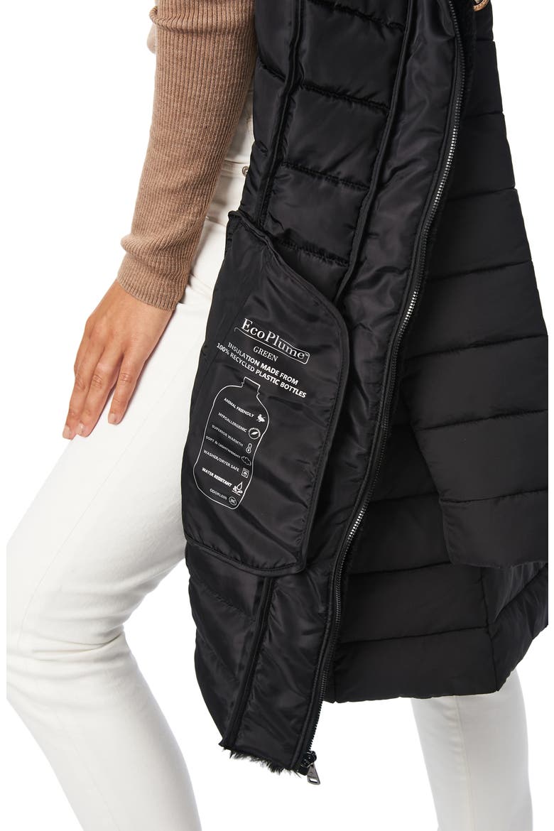 Quilted Walker Jacket with Faux Fur Trim, Alternate, color, BLACK