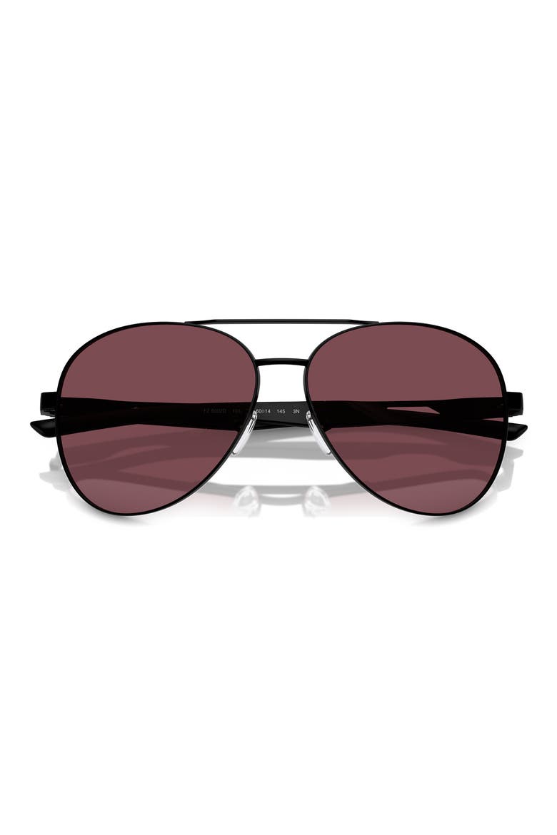 60mm Mirrored Pilot Sunglasses, Alternate, color, MATTE BLACK