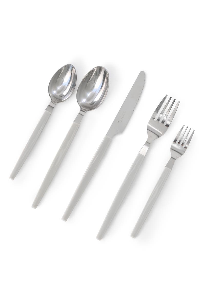 Gibson Home Edzelle 48 Piece Stainless Steel Flatware Set with Plastic Tray, Alternate, color, White