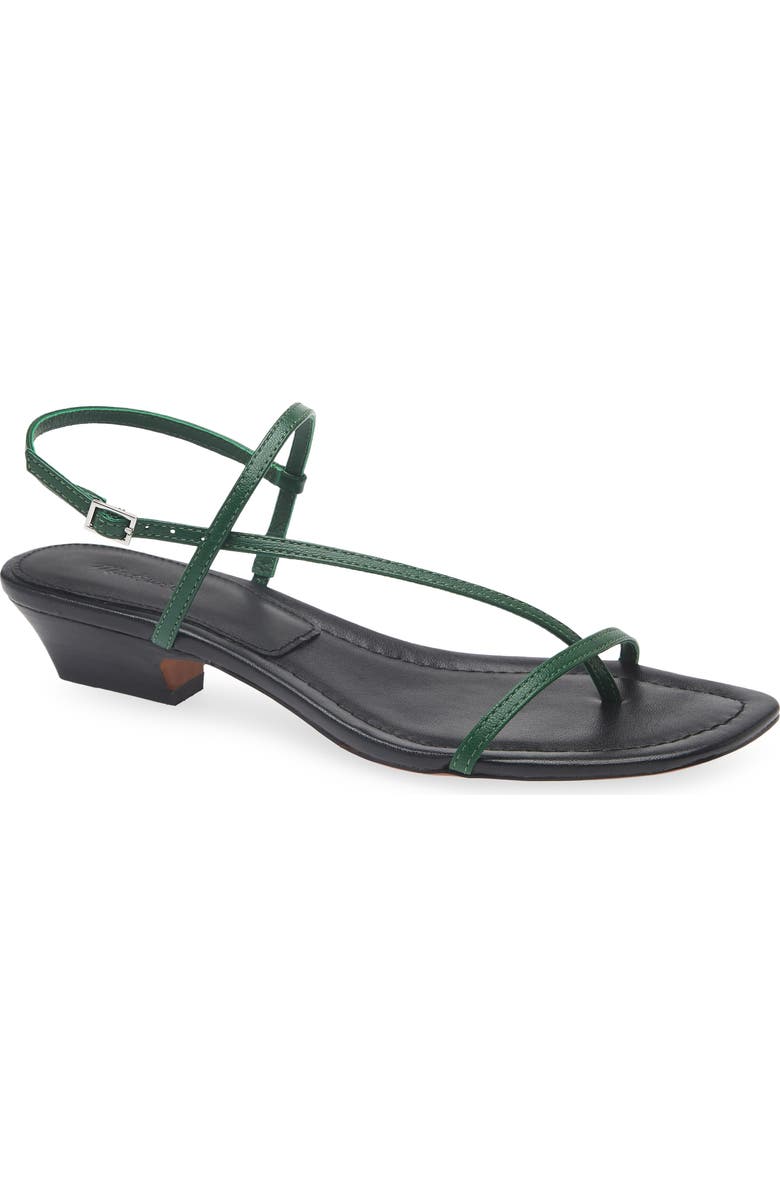 Madewell The Maycie Asymmetric T-Strap Sandal, Main, color, Golf Green