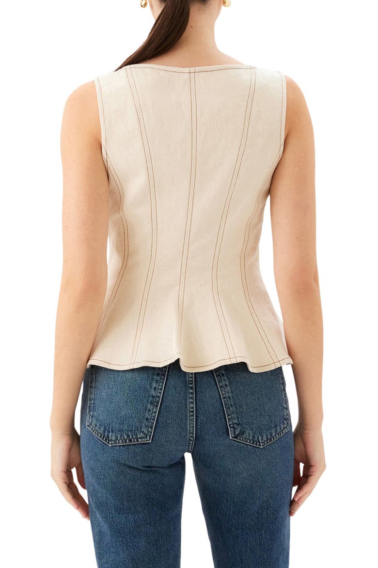 Zoyla Contrast Stitch Peplum Top, Alternate, color, NATURAL