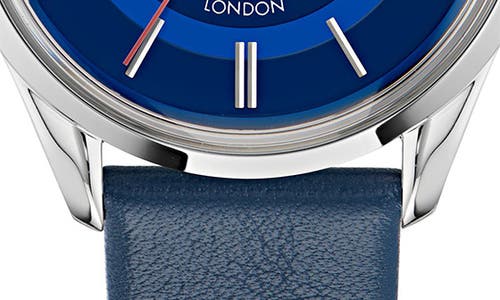 Ted Baker Recycled Stainless Steel Leather Strap Watch In Blue