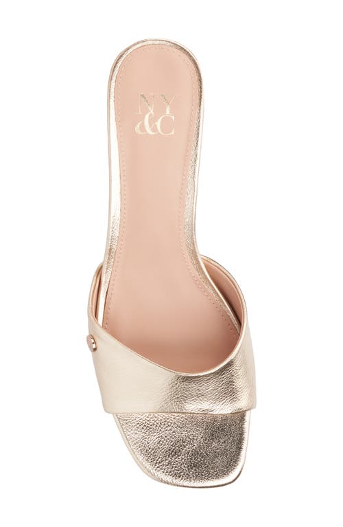 Shop New York And Company Gaia Kitten Heel Sandal In Gold
