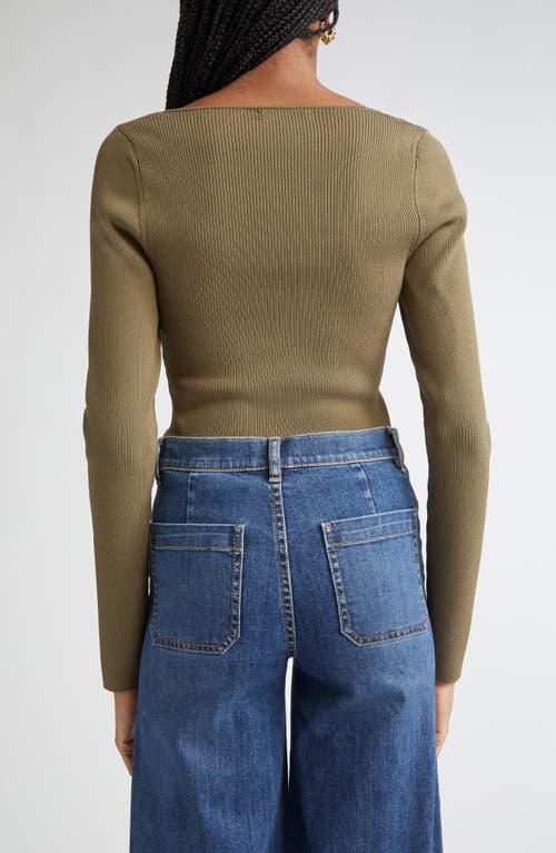 Ramy Brook Lylia Sculpted U-neck Rib Top In Green