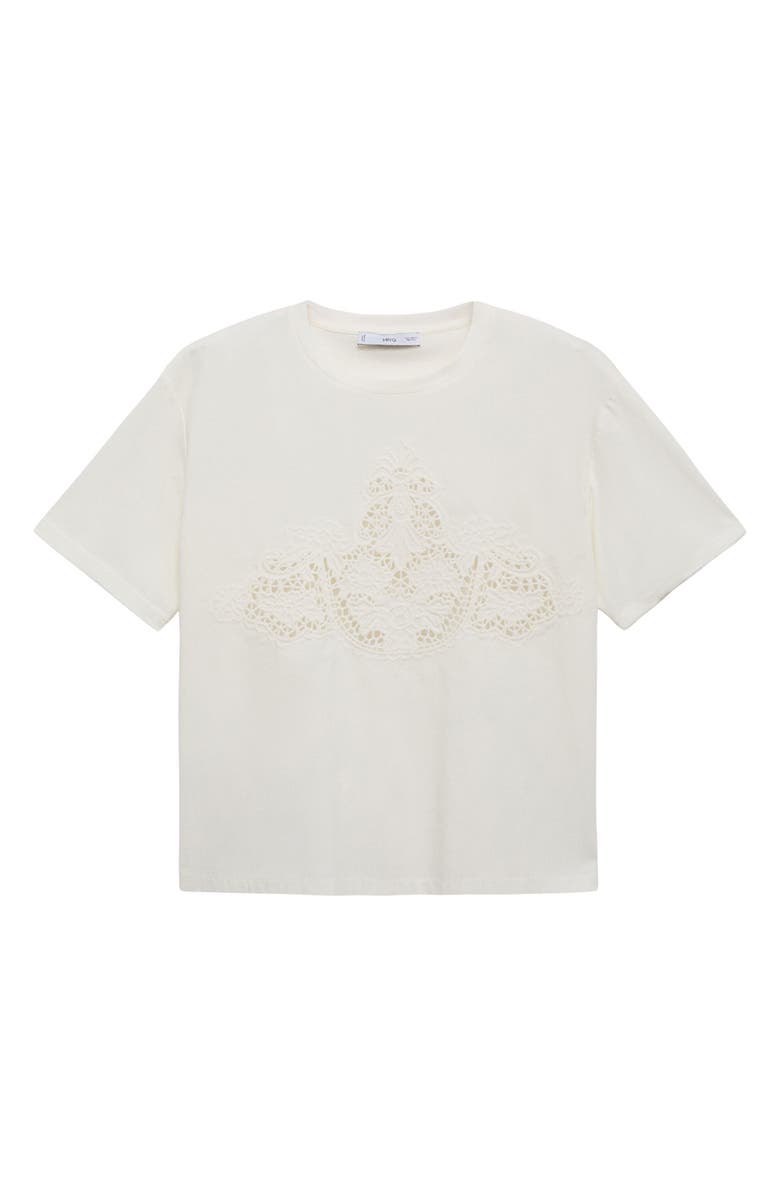MANGO Embroidered Cotton T-Shirt, Alternate, color, White