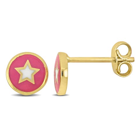 Kids Enamel Stud Earrings 14K