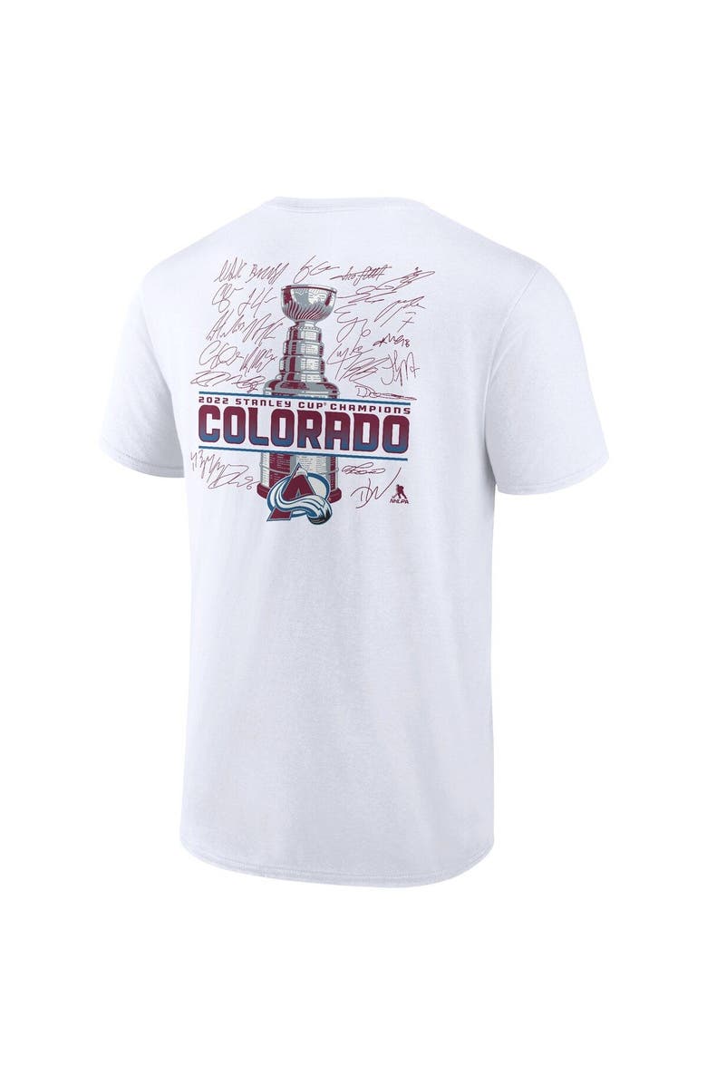 FANATICS Men's Fanatics Branded White Colorado Avalanche 2022 Stanley Cup Champions Signature Roster T-Shirt, Alternate, color,