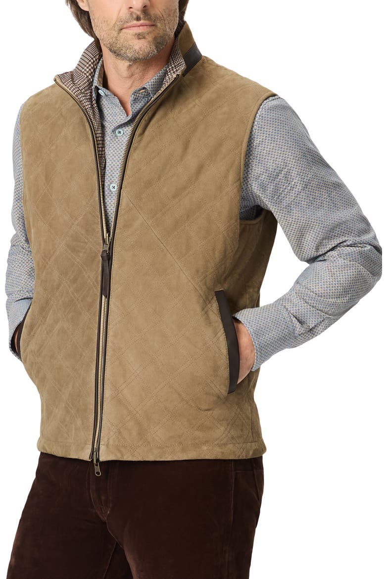 Cauthorne Quilted Leather Vest, Main, color, TAN