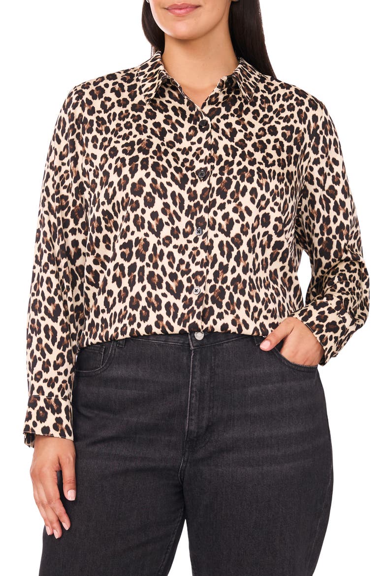 Long Sleeve Button-Down Shirt, Main, color, RICH BLACK PRINT