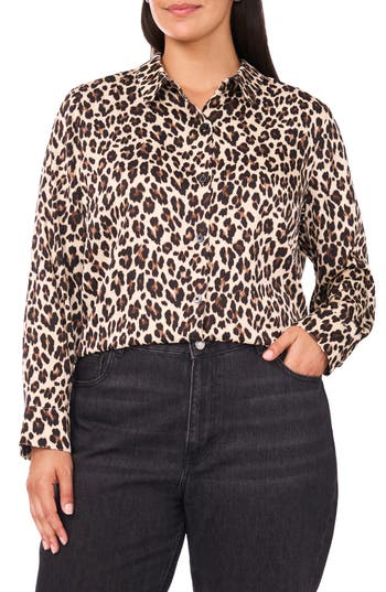 Vince Camuto Long Sleeve Button-down Shirt In Animal Print