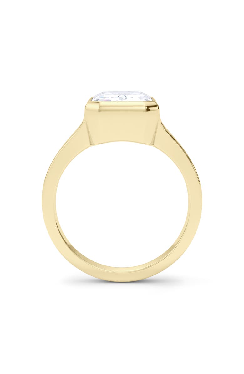 HauteCarat Emerald Cut Cigar Lab Created Diamond Ring, Alternate, color, 2.00Ctw 18K Yellow Gold
