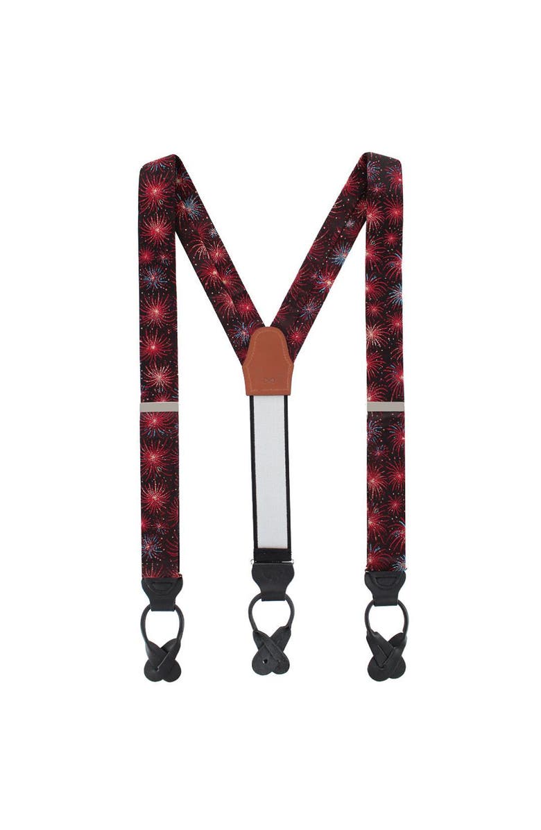 Trafalgar Illumination Explosion Silk Button End Suspenders, Alternate, color, Black