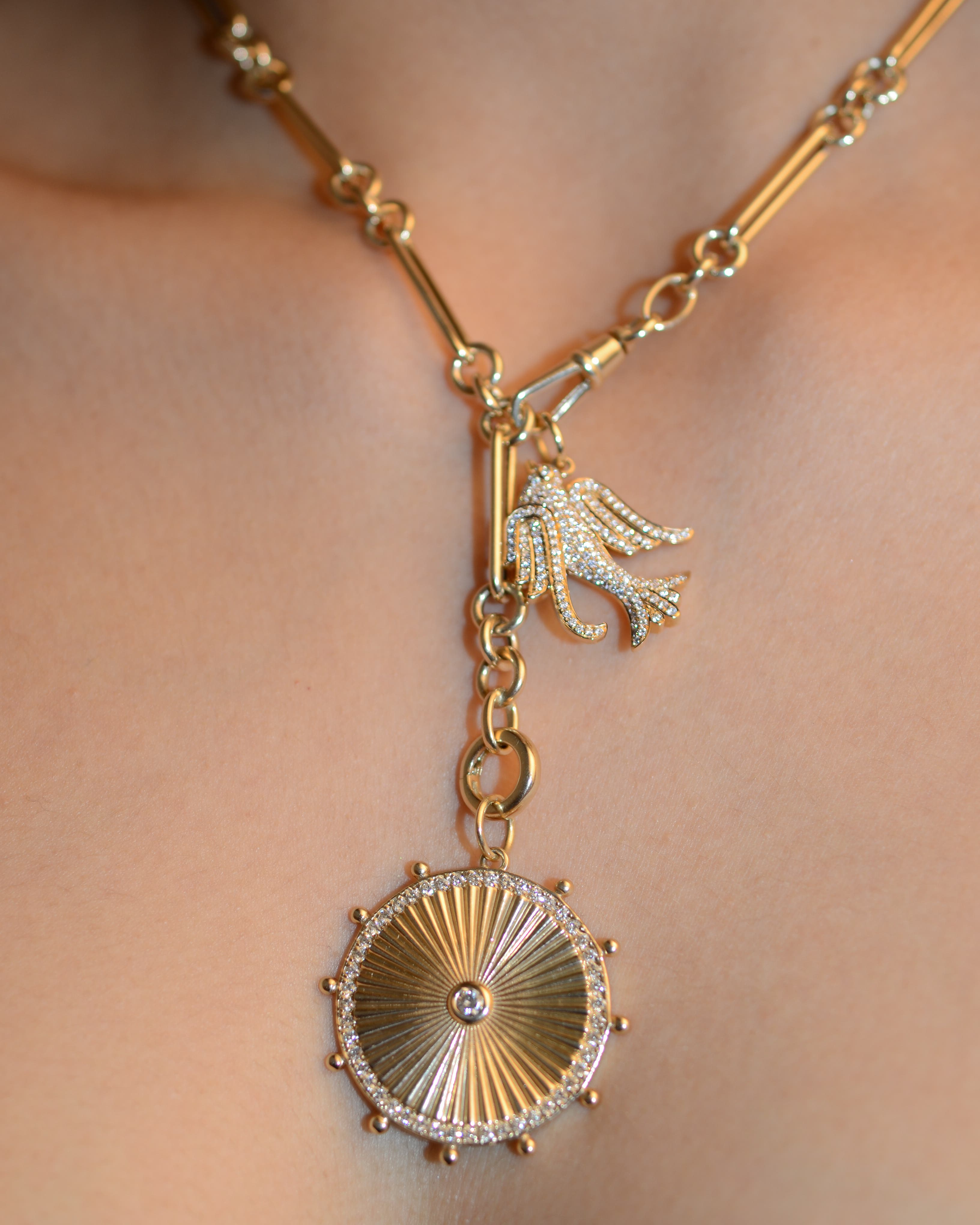 Lionheart 14K Gold Cassandane Large Sun Medallion & Lovey Diamond Baby ...