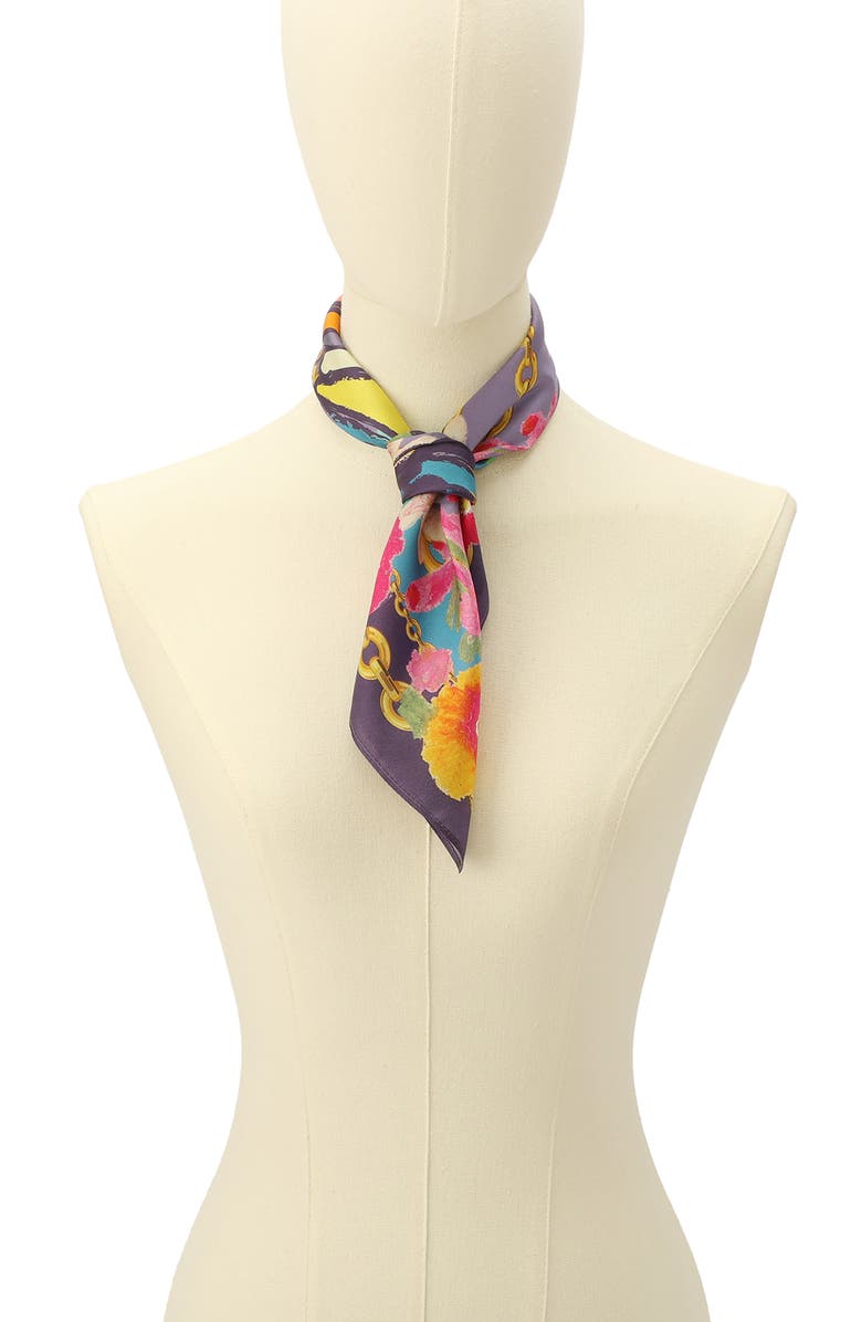 Kurt Geiger London Floral Butterfly Square Silk Bandana, Alternate, color, Rainbow