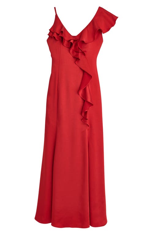 Donna Karan New York Ruffle Trumpet Gown In Sahara Red