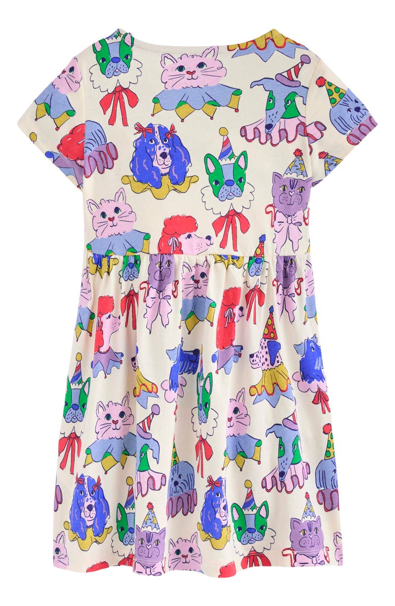 Mini Boden Kids' Pet Print Heart Pocket Cotton Jersey Dress, Alternate, color, 